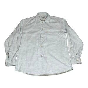 Vintage Gianfranco Ferre Studio Mens Gray Textured Dress Shirt (L)‎ Made Italy